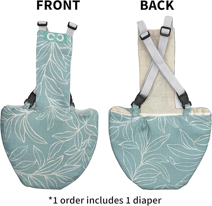 Chicken Diapers Duck Diaper Diaperalls for Hens, Roosters, Ducks, Ducklings - Reusable, Adjustable by Uni Infinity (Mint Floral, Chicken Large, 1, Count)