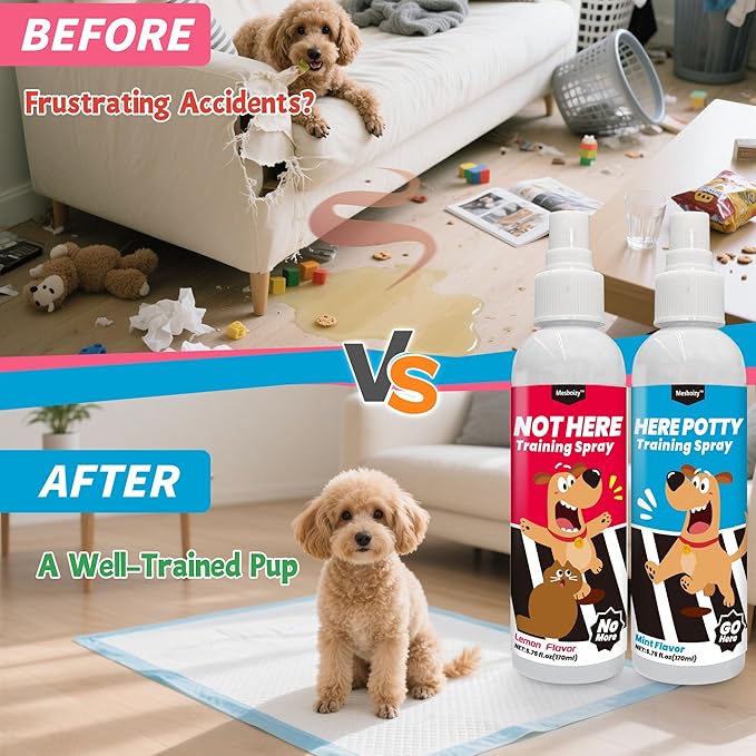 Dog Pee Spray Set, Includes Here Potty & Not Here Training Spray, Potty Training Spray for Dogs, Helps Dogs Develop Proper Potty Habitss (5.75 fl oz Each)