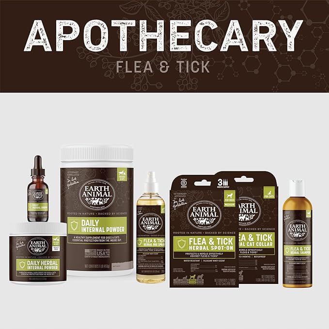 Earth Animal Apothecary Natural Flea & Tick - Herbal Spot-On for Cats - 3 Applications (3 Month Supply)