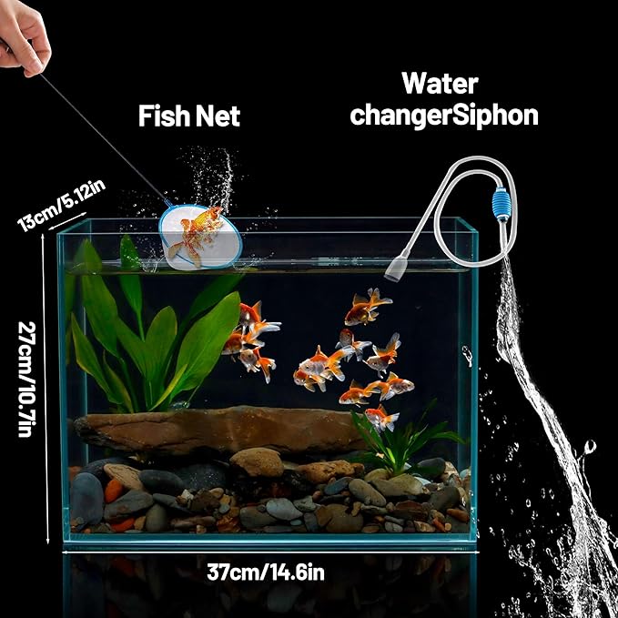 Ultra Clear Glass Fish Tank 3.5 Gallon, 5mm Thickened Rimless Aquarium Tank Low Iron, Nano Aquarium for Betta Gold Fish Shrimp，14.5”L x 5.1”W x 10.6”H