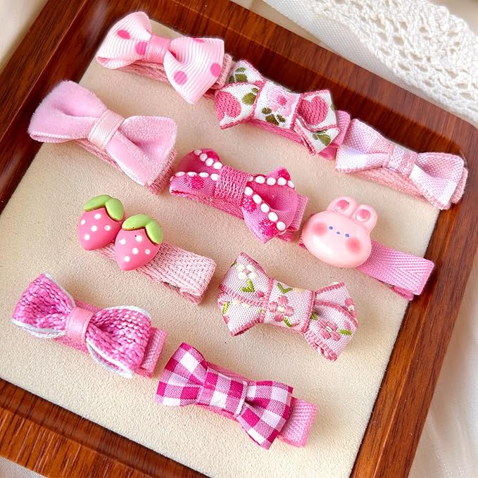 10pcs Blush Pink Dog Hair Clips 10pcs Colorful Rubber Bands Small Dog Bows Cute Pet Grooming Accessories Alligator Clips Stay In Hair Barrettes Hairpin Pet Headdress Yorkie Puppy Maltese Girls Dogs