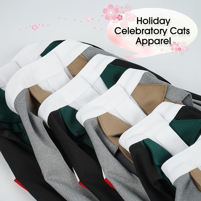 DENTRUN Cat Tuxedo Outfit Formal Suit with Shirt, Fancy Pet Tuxedo Vest for Hairless & Furry Cats, Kitten Wedding Attire Birthday Party Costume Clothes for Cats Only, XS-XXL