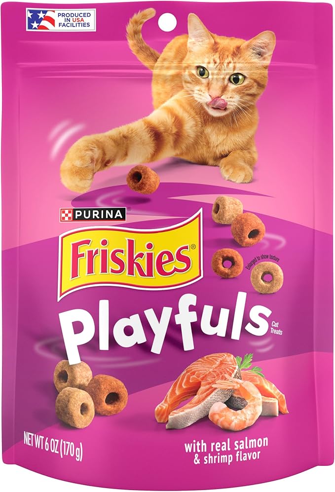 Purina Friskies Playfuls With Salmon and Shrimp Flavor Cat Treats - (Pack of 6) 6 oz. Pouches