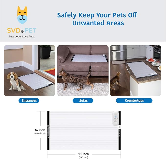 SVD.PET Pet Training Mat [2-PACK], 60"X12" + 30"x16", Electronic Repellent Mat for Dogs & Cats, 3 Training Modes, 5 Levels, Auto Power Off, Keep Dog Off Couch
