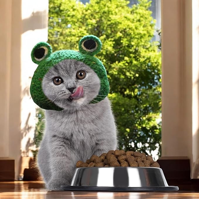3pcs Hat for Cat Animal Costume Pack, Lion Head for Cats, Cat Panda Costumes, Frog Costume for Cats, Adjustable Washable Soft Small Pet Headwear Accessory, Costumes Pet Clothes (Lion, Panda, Frog)
