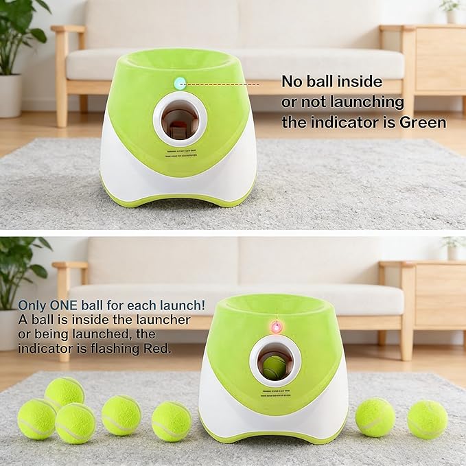 Automatic Dog Ball Launcher, Dog Ball Thrower Machine with 10-30Ft 3 Launching Distance, Interactive Toys for Small Dogs