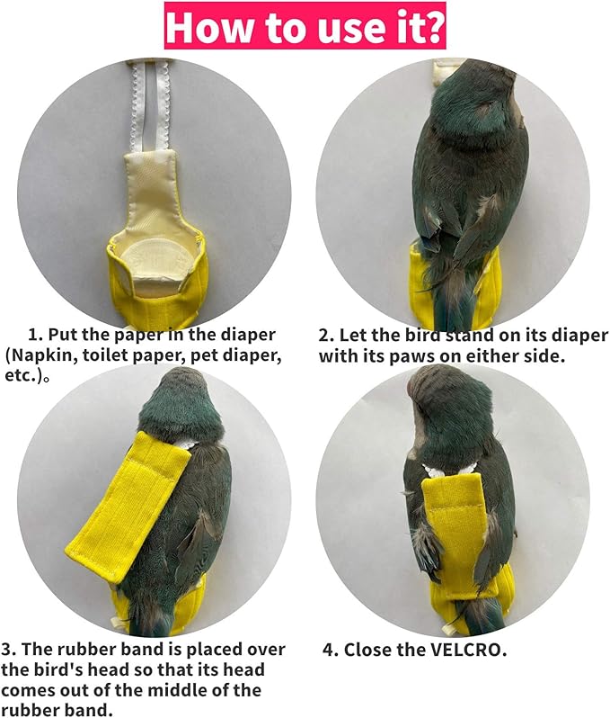 Parrot Bird Diapers, Birds Flight Suit, Parrot Clothes, Pet Animal Costumes, Bird Clothes, Cockatiel Bird Diaper, Pet Bird Diapers, Parrot Flight Suit, Bird Parrot Clothes (Yellow, 5XL)