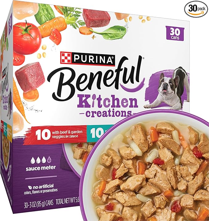 Purina Beneful Kitchen Creations With Beef, Chicken, or Lamb Wet Dog Food Variety Pack - (Pack of 30) 3 oz. Cans
