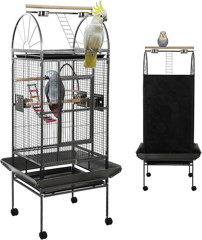 68'' Large Parrot Cage, Large Bird Cages for Parrots,Conure Cage for Birds, Cockatiel Cage with Birdcage Cover,Play Top,Feeders,Slide-Out Tray,Seed Catcher for Cockatoo,African Grey,Lovebird
