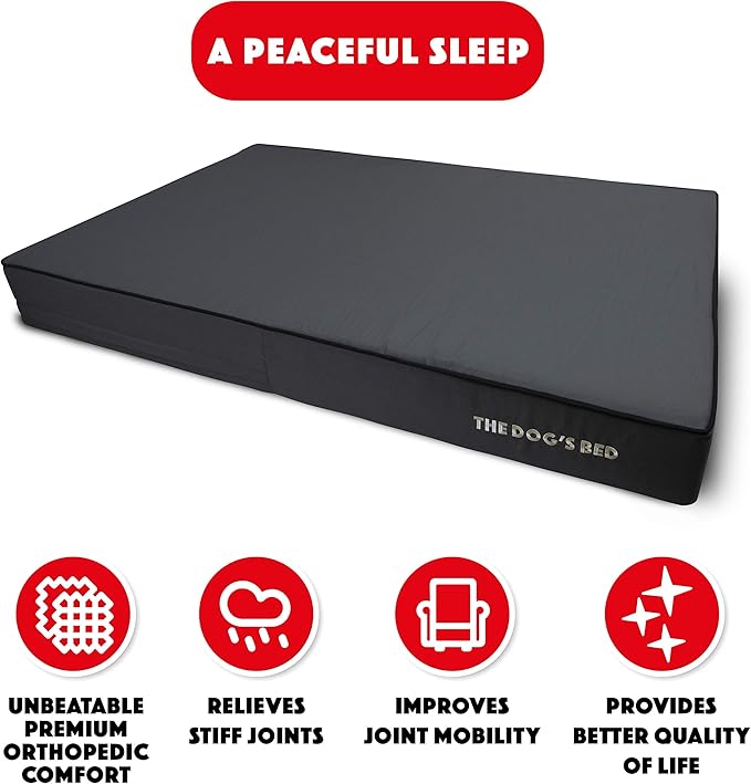 The Dog’s Bed Orthopedic Memory Foam Dog Bed Mattress, Oxford Fabric, Grey with Black Trim, XXL, 6-Inch