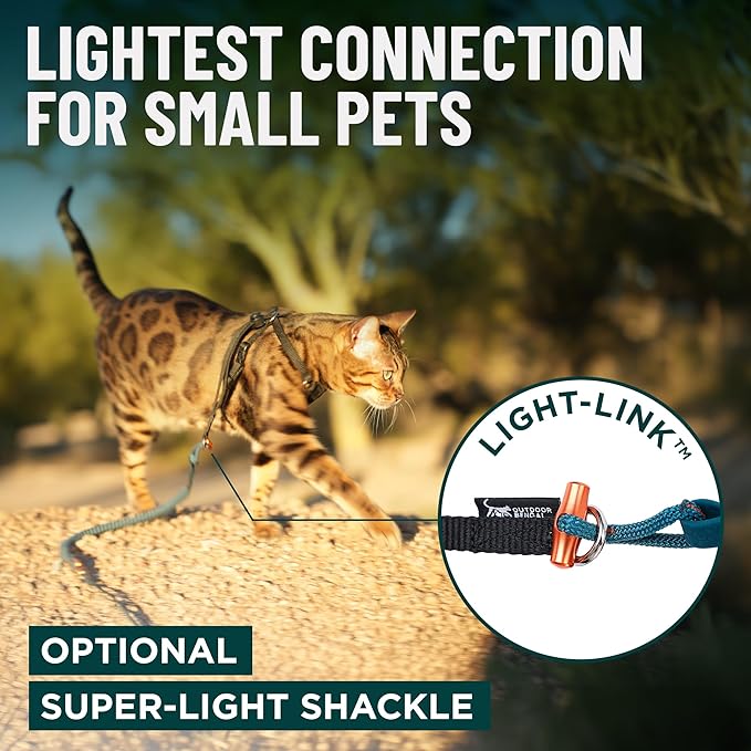 OutdoorBengal Kushma™ - Long Leash for Cats and Small Dogs with Bungee - Silicone + Nylon - No Tangle, Hands-Free for Waist and Body, Lightweight - Extra Long Cat Leash for Small Dogs (Desert)