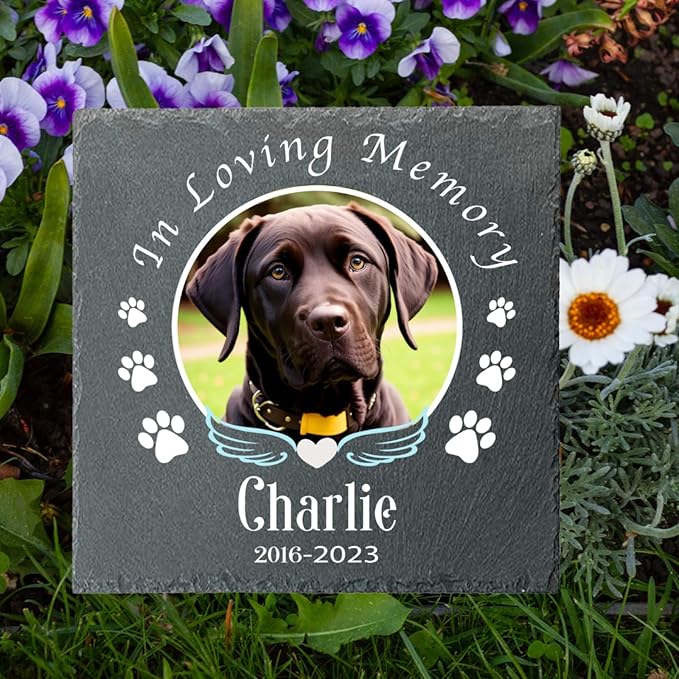 Alienc Personalized Pet Memorial Stone – Custom Dog & Cat Memorial Gifts for Loss, Outdoor Pet Grave Marker, Sympathy Keepsake for Dogs and Cats