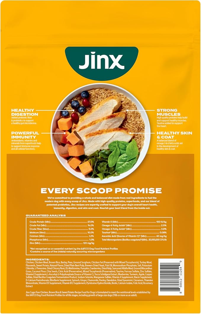 Jinx Premium Dry Dog Food, for All Lifestages - Real Chicken, Brown Rice & Sweet Potato Kibble with Superfoods for Immune Support & Probiotics for Digestive Support - No Fillers - 4lb (Pack of 2)