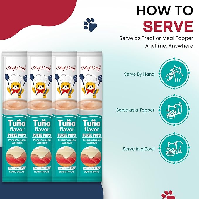 Cat Treats Lickable | Grain-Free Tuna Cat Treats | Creamy Puree Squeeze Ups with Vitamin E & Taurine, Digestible Formula | 0.5 oz. Each Tube, Tuna Flavor | 10 Tubes