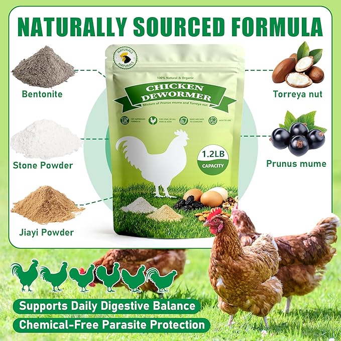 Natural Poultry Wellness Powder, Chili Flavor - Easy-Mix Feed Supplement for Chickens & Birds, Egg-Friendly Daily Support, 1.2 lb Resealable Pouch