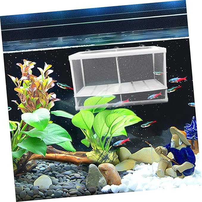 MERRYHAPY 2pcs Aquarium Breeding Isolation Box Multifunctional Fish Tank Incubator with Durable Mesh Protects Fish from Predators Observation Design