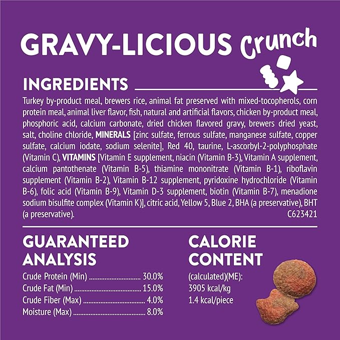 Purina Friskies Cat Treats, Party Mix Gravy-licious Crunch Turkey and Gravy Flavors - (Pack of 6) 6 oz. Pouches
