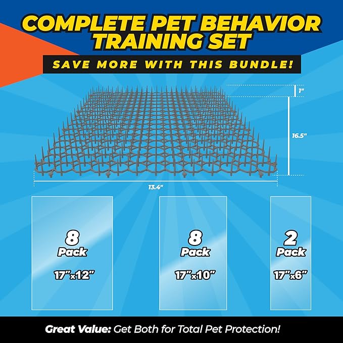 [Bundle] Cat Scat Mat & Anti-Scratch Furniture Protector – Humane Cat Repellent Spikes & Double-Sided Scratch Deterrent Tape – Indoor & Outdoor Pet Training Solution