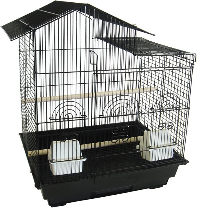 YML 16-Inch by 12-Inch Villa Top Bird Cage, Black