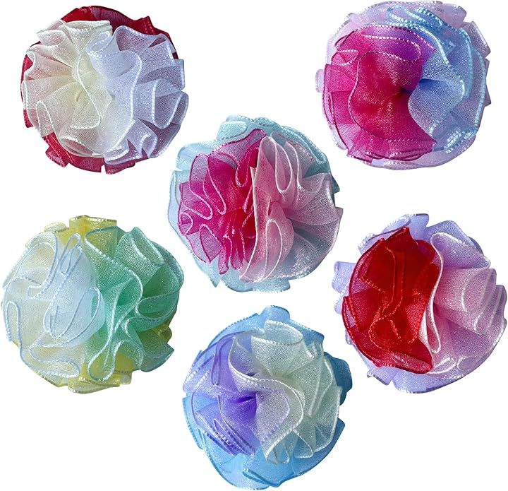 Dog Collar Flowers Accessories, 6 Pack Flower Charms for Dog & Cat Collars, Elastic Slide-On Decorative Flowers for Pet Collars