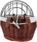 Wicker Dog Bicycle Carrier Detachable Front Bike Basket for Pets Stylish Rattan Storage with Wire Mesh Cover for Shopping and Commuting