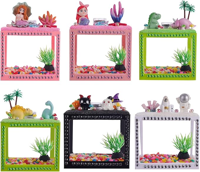 Small Betta Fish Tank Plastic Fish Bowls Single Fish Aquariums Clear Cube Tanks for Feeding Box DIY Craft Acc Plastic Bowls Small Betta Fish Tank Decorations