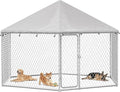12.5x12.5 FT Large Outdoor Dog Kennel Outside with Heavy-Duty Steel Frame, Waterproof UV-Resistant Cover, Secure Lock, and Hexagonal Wire Fence