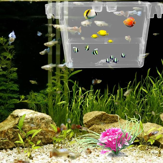 Veemoon Fish Incubator Box for Aquarium Breeding Tank with Aeration and Self-Flow Design, Nursery Hatchery Separator for Betta and Shrimp Habitat