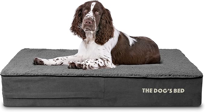 The Dog’s Bed Orthopedic Memory Foam Dog Bed Mattress, Plush Fabric, Grey Plush, Large, 6-Inch