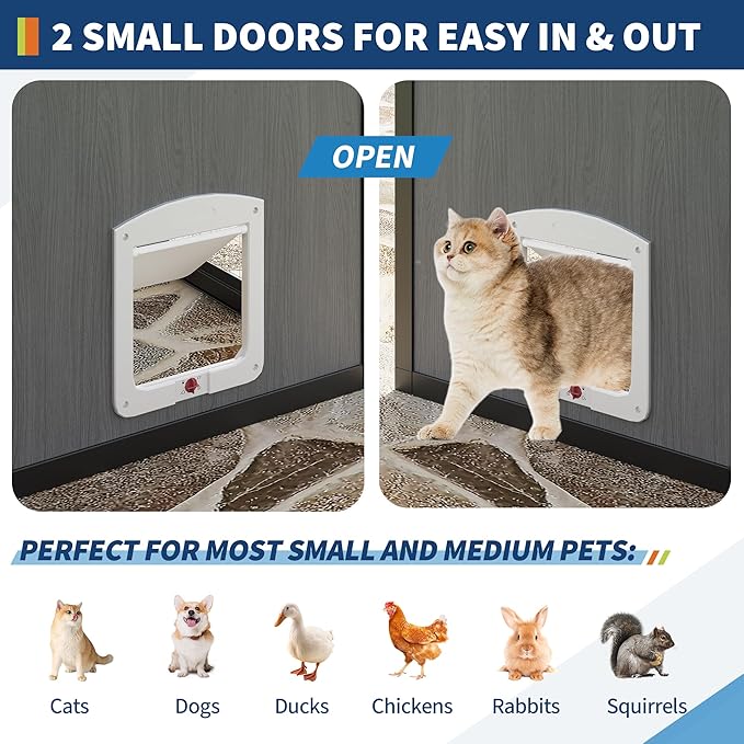 Large Outdoor Cat Enclosure for Multiple Cats - Weatherproof Catio with UV Cover, Platform & Side Door