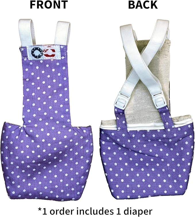 Chicken Diapers Duck Diaper Diaperalls for Hens, Roosters, Ducks, Ducklings - Reusable, Adjustable by Uni Infinity (Lavender Polka Dots, Duck Small, 1, Count)