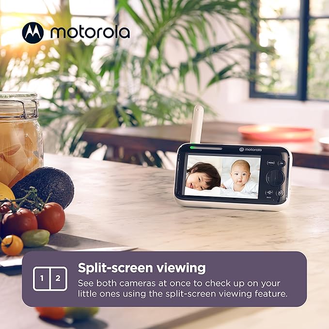 Motorola Nursery WiFi Baby Monitor with 2 Cameras, 5" Screen, Wall Mount, Long Range, 2-Way Audio, Temperature Sensor, Motorized, Lullabies, PIP1610-2 HD Connect