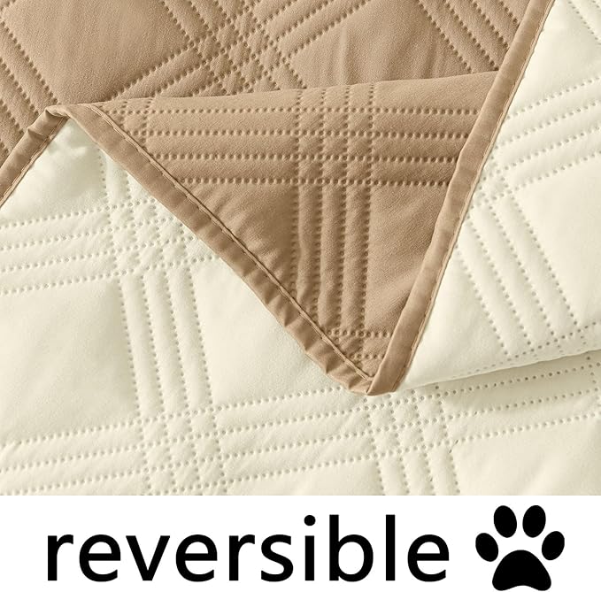 hyha Waterproof Dog Blanket, Reversible Pet Bed Blanket, Soft Sofa Couch Cover for Dogs Washable, Waterproof Pet Couch Covers for Sofa Puppy Cats Furniture Protector(82"x120", Camel/Beige)