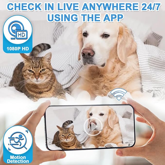 WiFi Wireless Phone Charger HD 1080P USB Charger Camera Pet Monitor with Motion Detection for Home Security