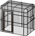 Outdoor Large Walk-in Cage 87-inch Heavy Duty Bird Cage Carbon Crystal Board Aviary Parrot Cage Wide Flight Metal Birdcage for Macaw Budgie Conure Lovebird Parakeet Cockatiel, 7.22x5.25x6.8ft, Black