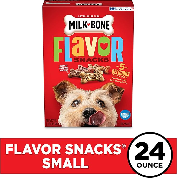 Milk-Bone Dog Treats, Flavor Snacks, 24 Ounce | Small Biscuits | Crunchy Texture | Reduces Tartar | Pack of 2