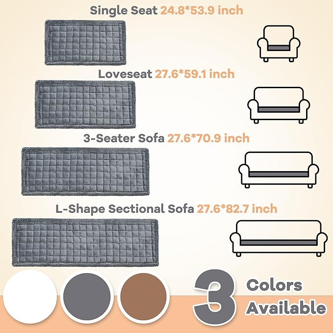 Washable Dog Couch Cover Protector, Non Slip Dog Bed Mat Machine Washable Large Blanket for Dogs, Pet Couches Covers for Sofa (Grey, 27.6 * 59.1 '')