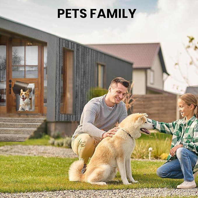 All Aluminum Cat Door, Heavy Duty Doggy Door for Interior and Exterior Doors, Small Dog Door with 2 Magnetic Flaps & 1 Replacement Flap, 2 Closing Panels, Durable Pet Door for Pets Up to 22Lb