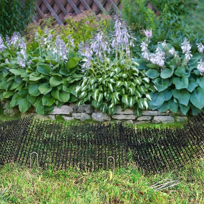 Pomeat 15 PCS Cat Scat Mat with Spikes 16 x 12'' Cat Deterrent Outdoor Scat Mats for Cats and Dogs Cat Spikes for Garden Fence Indoor Furniture Cat Deterrent Mat with 10 Staples