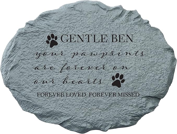 Let's Make Memories Personalized Cat or Dog Memorial Garden Stone - Pawprints - in Loving Memory