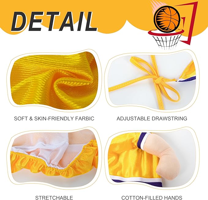 DELIFUR Dog Basketball Player Costume - Pet Halloween Costume Adjustable Funny Dress Up Sports Outfit Cosplay Clothes for Large Cats and Small Dogs (Yellow Basketball, X-Small)