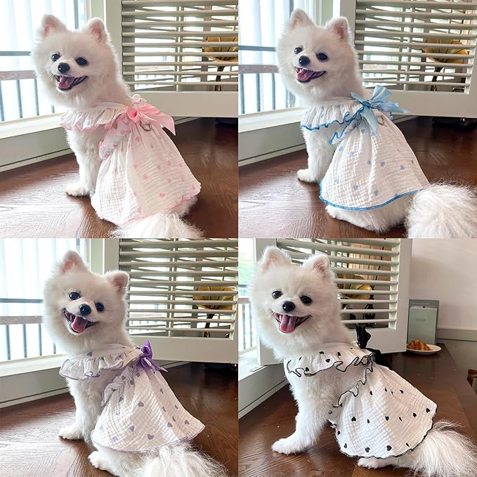 TAPBULL Dog Dresses, Fashionable Pet Dog Clothes with Heart Design, Cute Cat Birthday Dress Outfit (Pink/Red/Blue/Purple/Black 5-Pack), X-Large