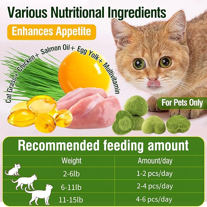 Cat Grass Teething Sticks, 3.52oz Edible Freezed Drying Cat Grass Treats, Cats Snacks for Hairball Removal and Dental Care M