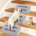 Dog Ramp for Stairs with Anti-Slip Bump for Small & Senior Dogs and Cats – Stair Wedges for Dogs with Gentle Slope, Pet Ramp with Washable Cover & Self-Sticky Pads for Safe Climbing (Gray, 3 Pack)
