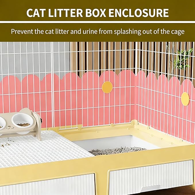 Oneluck Large Cat Cage Indoor On Wheels,Cat Enclosure with Litter Box Ideal for 1-3 Cats,Catio 35.5" L x 21.6" W x 44.4" H,Kennel for Cats