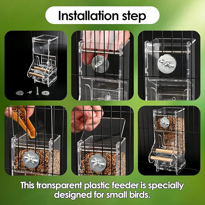 Hosukko 2PCS No Mess Bird Feeder, Transparent Acrylic, Reducing Waste, Suitable for Small Birds