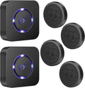 EverNary Dog Door Bell Wireless Doggie Doorbells for Potty Training with Waterproof Touch Button Dog Bells Included 2 Receivers and 4 Transmitters, Black
