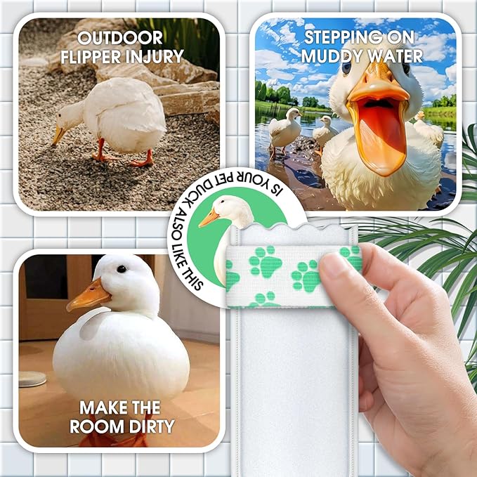 Disposable Boots for Real Duck Feet, Bumble Foot for Duck Supplies with Bandage, Large Size (Green, 40 PCS)