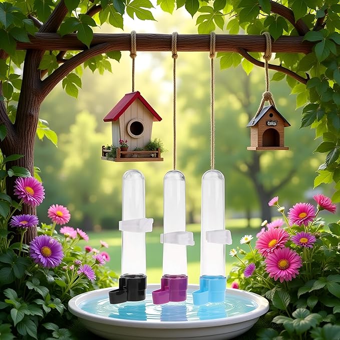 1Pc Bird Water Dispenser Automatic Feeder Hanging Food Container for Parrot Parakeet Cage Accessories (Random Color)
