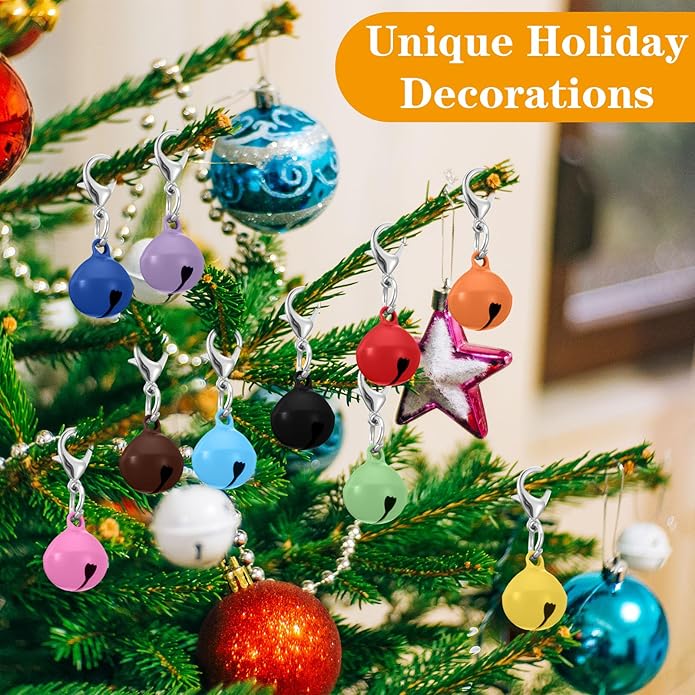 20PCS Pet Bells for Dog Cat Collar, Metal Round Cat Bell Collar with Clasps, Charm Pet Pendant Accessories Christmas Decoration Jingle Bell(Colourful)